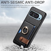 זול תיק טלפון אחר-טלפון מגן עבור Pixel 9 Pro Pixel 9 Pro XL Pixel 8 Pro Pixel 8 פיקסל 9 Pixel 7 Pixel 7 Pro Pixel 6 Pixel 6 Pro כיסוי אחורי מחזיק טבעת חריץ לכרטיס עמיד בזעזועים רטרו TPU עור PU