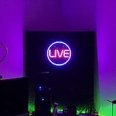 ieftine Lumini Neon LED-lumini cu neon live, lumini cu neon cu led live, lumini cu LED rotunde pentru jucători - semn cool de streaming/înregistrare live pentru studio, perete, dormitor, decor sala de jocuri