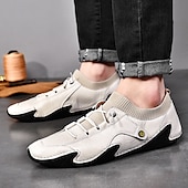 economico Sneakers da uomo-sneakers casual slip-on da uomo in pelle con caviglia in maglia a rete e suola flessibile - ideali per l&#039;uso quotidiano e le attività all&#039;aperto