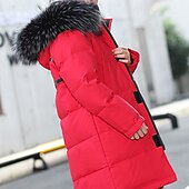 billiga Boy&amp;#39;s Downs &amp;amp; Pufferjacka-Barn Pojkar Ner Hoodiejacka Ytterkläder Bokstav Långärmad Ficka Täcka Utomhus Dagligen Grundläggande Svart Rubinrött Blå Höst Vinter 4 år +