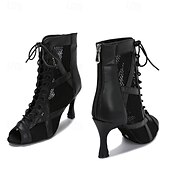 baratos Botas de dança-Mulheres Botas de Dança Profissional Botas sexy Moda Botas zíper Com Cadarço Adulto Preto