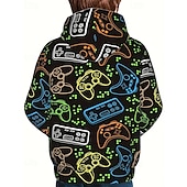 billiga Pojkens 3D Sporter &amp; Spel-Pojkar 3D Grafisk Spel Huvtröja Långärmad Vår Höst Mode Streetwear Barn 4-12 år Huva Utomhus Ledigt Dagligen Normal
