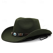 olcso Fedora kalap-Férfi Kentucky Derby Hat Szalmakalap Cowboy kalap Fedora Trilby kalap Fekete Bor Gyapjú Régies stílus Divat 18. század Texas állam Napi Témakör Egyszínű / Sima szín Fényvédő Szerepjáték