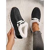 preiswerte Damenhausschuhe und -halbschuhe-Damen Winter-Schlupfschuhe mit Kunstfellfutter – gemütliche und flexible warme Freizeitschuhe für drinnen und draußen