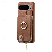 cheap Other Phone Case-Phone Case For Pixel 9 Pro Pixel 9 Pro XL Pixel 8 Pro Pixel 8 Pixel 7 Pixel 7 Pro Pixel 6 Pixel 6 Pro Back Cover with Stand Holder Ring Holder Zipper Retro TPU PU Leather