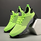 baratos Ténis para Homem-tênis esportivos respiráveis verde neon masculino – tênis de corrida de malha leve com sola acolchoada