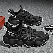 economico Sneakers da uomo-scarpe da ginnastica da uomo futuristiche con suola spessa in bianco e nero - scarpe sportive leggere e traspiranti per abbigliamento casual o da corsa