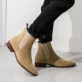 abordables Bottes de Chelsea-bottines chelsea en simili-suède pour homme – bottines décontractées à enfiler avec empiècements latéraux élastiques pour un usage quotidien, style vintage