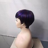 abordables Perruques de qualité supérieure-perruque synthétique coupe lutin droite perruque courte cheveux synthétiques femme douce fête facile à porter noir marron tenue quotidienne fête perruque courte afro-américaine coiffures féminines