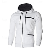 abordables sweats à capuche basiques pour hommes-Homme Sweat à capuche zippé Sweat à capuche en molleton Noir Blanche Vin Chameau Gris foncé Capuche Bloc de couleur Fermez Patchwork Sport &amp; Loisir du quotidien Vacances Polyester Vêtement de rue