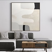 voordelige Abstracte schilderijen-3d wit abstract olieverfschilderij met de hand geschilderd dik getextureerd olieverfschilderij met de hand geschilderd beige wit schilderij abstract 3d wit getextureerd olieverfschilderij wandkunst