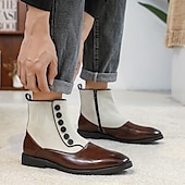 abordables Bottes habillées-bottines à boutons en similicuir bicolore pour hommes – bottines de style victorien vintage pour occasions formelles et décontractées