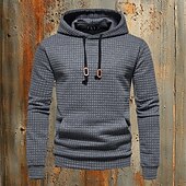 economico felpe con cappuccio da uomo di base-Per uomo Felpa a nido d&#039;ape Maglione Nero Bianco Giallo Grigio chiaro Grigio scuro Con cappuccio Liscio Tasche Ufficio Sportivo Informale Attivo Vintage Fantastico Primavera Autunno Abbigliamento