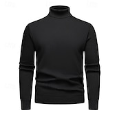 abordables Pull col rond-Homme Pull Pull en tricot A côtes Tricoter Normal Tricoté Plein Col Roulé Mode Décontractées Usage quotidien Rendez-vous Vêtement Tenue Automne hiver Vin Noir S M L