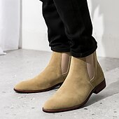 abordables Bottes de Chelsea-bottines chelsea en simili-suède pour homme – bottines décontractées à enfiler avec empiècements latéraux élastiques pour un usage quotidien, style vintage
