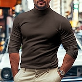 cheap Basic T shirts-Men&#039;s Dralon Mock Turtleneck T shirt Tee Turtleneck shirt Tee Top Long Sleeve Shirt Plain Turtleneck Street Vacation Long Sleeve Soft Clothing Apparel Fashion Designer Basic