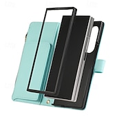 Недорогие Чехлы для Samsung-телефон Кейс для Назначение Z-сгиб 6 Z Fold 5 Z Fold 4 Z Fold 3 Кейс на заднюю панель со стендом Молния с ремешком Ретро ТПУ Кожа PU