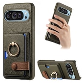 זול תיק טלפון אחר-טלפון מגן עבור Pixel 9 Pro Pixel 9 Pro XL Pixel 8 Pro Pixel 8 פיקסל 9 Pixel 7 Pixel 7 Pro Pixel 6 Pixel 6 Pro כיסוי אחורי מחזיק טבעת חריץ לכרטיס עמיד בזעזועים רטרו TPU עור PU