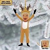 olcso karácsonyi-Személyre szabott fénykép Karácsonyi díszek Akril Aranyos rénszarvas 2D Egyedi Karácsonyfadíszek Karácsonyi dekoráció függő pendant ajándékok