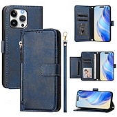 Недорогие Чехлы для iPhone-Чехол для iPhone 16 Pro Max Plus iPhone 15 Pro Max Plus iPhone 14 13 12 11 Pro Max Plus X XR XS бумажник с подставкой молния полная защита тела ретро TPU PU кожа