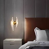 abordables Suspension-suspension en verre postmoderne à LED 2 lumières tête de lit en cuivre lustre suspendu luminaires suspension 110-240v