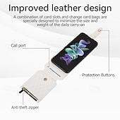 Χαμηλού Κόστους Samsung Θήκη-Θήκη Τηλεφώνου Για Z Flip 6 Z Flip 5 Z Flip 4 Z Flip 3 Flip Cover με Στήριγμα Φερμουάρ με Λουράκι Retro TPU PU Δέρμα
