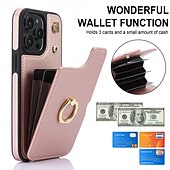 お買い得  iPhone用ケース-電話 ケース 用途 iPhone 16 Pro Max プラス iPhone 15 プロマックスプラス iPhone 14 13 12 11 Pro Max Plus iPhone 14 Pro Max iPhone 13 12 11 Pro Max バックカバー バンカーリング ストラップ付き カード挿入口 レトロ風 TPU PUレザー