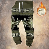 cheap Sweatpants-Men&#039;s Tribal Cowboy Fleece Sweatpants Drawstring Elastic Waist Vintage Casual Outdoor Home Dailywear Pocket Thermal Winter 3D Print Black Navy Blue Brown