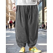 billiga Joggingbyxor-Herr Joggingbyxor Joggare Manchesterbyxor Långbyxor Harem byxor Snörning Elastisk midja Opressade byxor Slät Komfort Varm Fullängd Utomhus Ledigt Dagligen Sport Mode Svart Grå
