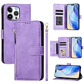 Недорогие Чехлы для iPhone-Чехол для iPhone 16 Pro Max Plus iPhone 15 Pro Max Plus iPhone 14 13 12 11 Pro Max Plus X XR XS бумажник с подставкой молния полная защита тела ретро TPU PU кожа