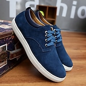 economico Sneakers da uomo-scarpe da ginnastica casual da uomo in pelle scamosciata con lacci – scarpe basse retrò marroni con comoda suola bianca per l&#039;uso quotidiano