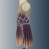 cheap Figure Skating Dresses-Figure Skating Dress Women&#039;s Girls&#039; Ice Skating Dress Brown Open Back Halo Dyeing Mesh Spandex Stretchy Training Practice Professional Skating Wear Thermal Warm Classic Crystal / Rhinestone Sleeveless