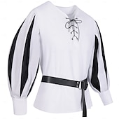 economico Cime-Retrò Vintage Punk &amp; Gotico Medievale Blusa / Camicia Mascherata Tunica Fiera del Ren Cavaliere Vichingo Crociato Con Volant Blocco di colori Per uomo Celtico Costumi da pirata Carnevale Mascherata