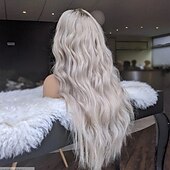 baratos Perucas de seda frontais de cabelo natural-Cabelo humano remy 13x4 Lace Front Peruca Parte do meio Cabelo Brasileiro Ondulado Multi Cores Peruca 130% 150% Densidade do Cabelo Cabelo Ombre Riscas Naturais 100% Virgem Sem cola Pré-depenado Para