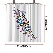cheap Shower Curtains-Shower Curtain with Hooks 180cm*180cm(70&quot;*70&quot;) Polyester Washable Waterproof Pattern Bathroom Bathtub Decor Vintage Butterfly