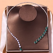 cheap Women&#039;s Necklace-Emerald and Crystal Drop Necklace – Elegant Statement Jewelry for Weddings and Formal Events