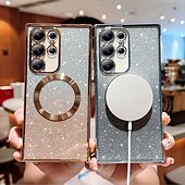 abordables Carcasas Samsung-teléfono Funda Para S24 S24 Ultra Plus S24 FE S23 S22 S21 S20 Ultra Plus FE S25 Ultra Funda Trasera Magnética Soporte de carga inalámbrica Antigolpes Retro Enchapado