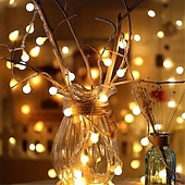 Недорогие Питание от батареек-10м 80 LED светодиодные шары на батарейках наружные струнные огни для вечеринок садов и праздничного декора