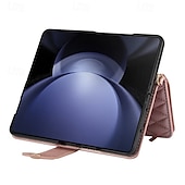 Недорогие Чехлы для Samsung-телефон Кейс для Назначение Z-сгиб 6 Z Fold 5 Z Fold 4 Z Fold 3 Кейс на заднюю панель со стендом Молния с ремешком Ретро ТПУ Кожа PU