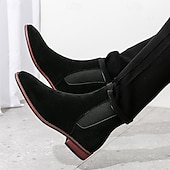 abordables Bottes de Chelsea-bottines chelsea en simili-suède pour homme – bottines décontractées à enfiler avec empiècements latéraux élastiques pour un usage quotidien, style vintage