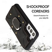 levne Pouzdra pro Samsung-telefon Carcasă Pro S23 Ultra Plus S23 S22 S22 Plus Ultra S21 FE S21 S21 Ultra Plus A54 A34 A14 S20 Plus S20 Ultra Zadní kryt Držák na prsteny Nárazuvzdorné Retro TPU PU kůže