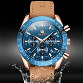 abordables Relojes de Cuarzo-Nuevo Olevs marca Olevs tendencia de moda reloj para hombres cronógrafo luminiscente calendario gran esfera reloj de cuarzo simple ocio deportivo impermeable