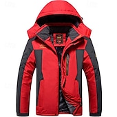 billiga Sportjacka-Herr Utomhusjacka Vinterkappa Fleece-jacka Hoodiejacka Dagligen Semester Håller värmen Vindtät Ficka Avtagbar huva Vår &amp; Höst Färgblock Mode Klassisk Huva Normal Svart Röd Kungsblå Armégrön Jacka