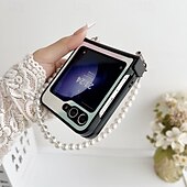 お買い得  サムスン用ケース-電話 ケース 用途 Zフリップ6 Z Flip 5 Z Flip 4 Z Flip 3 バックカバー リストストラップ付き 耐衝撃 レトロ風 TPU PUレザー
