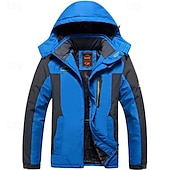 billiga Sportjacka-Herr Utomhusjacka Vinterkappa Fleece-jacka Hoodiejacka Dagligen Semester Håller värmen Vindtät Ficka Avtagbar huva Vår &amp; Höst Färgblock Mode Klassisk Huva Normal Svart Röd Kungsblå Armégrön Jacka