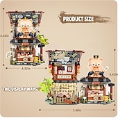 abordables Jouets de construction-Blocs de construction mini boucherie vue de rue chinoise moc jouets de construction créatifs ensemble de modèles pour filles de 6 à 12 ans 1105 pièces jouet de construction d&#039;architecture de