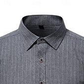 billiga Button Down-skjortor för män-Herr Skjorta Knapp upp skjorta Linje Bröllop Dagligen Svart Mörk marin Mörkgrå Långärmad Nedvikt Vår &amp; Höst Kläder Lappverk