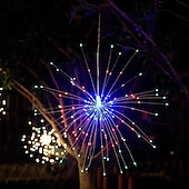 baratos Luzes solares de corda-4 luzes de fogos de artifício solares, luzes de caminho solares 360 leds com controle remoto 8 modos, luzes externas à prova d&#039;água para jardim, quintal, pátio, passarela, decorações de natal e