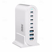 Недорогие USB-концентраторы-268 Вт многопортовое зарядное устройство USB C быстрое зарядное устройство 8-портовая зарядная станция концентратор быстрое компактное зарядное устройство GAN адаптер питания