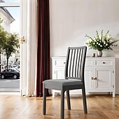 abordables Funda para silla de comedor-Fundas de asiento de terciopelo para comedor, color burdeos, elásticas, ajustadas, tapizadas, para sillas de comedor, fundas protectoras de muebles extraíbles y lavables con lazos